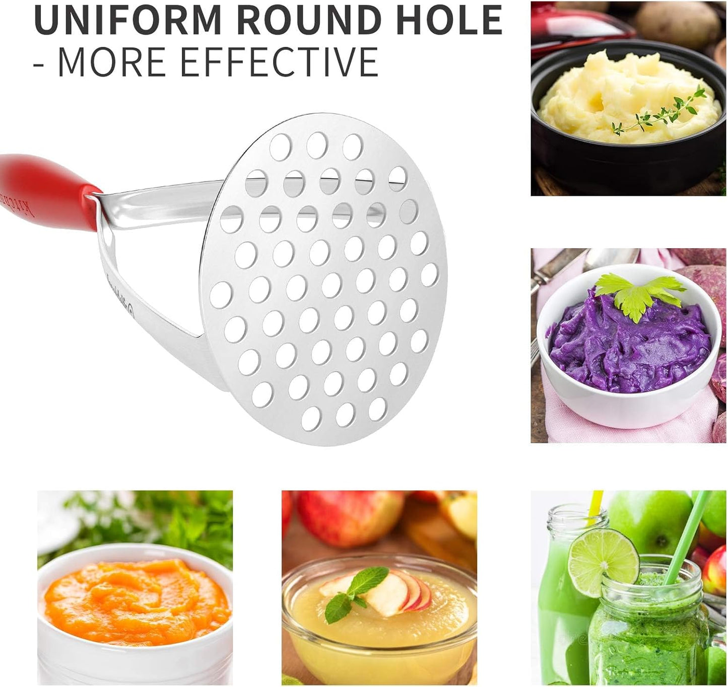 Joyoldelf Heavy Duty Stainless Steel Potato Masher with Potato Peelers, Masher Kitchen Tool & Food Masher/Potato Smasher with Silicone Handle, Perfect for Bean, Vegetable, Fruits, Avocado, Meat