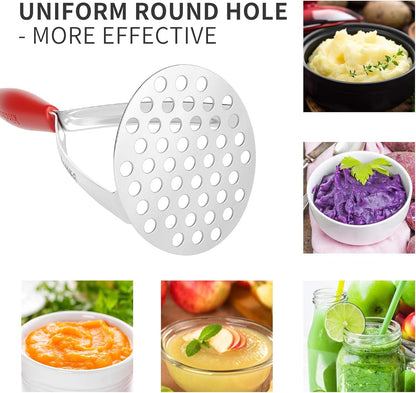 Joyoldelf Heavy Duty Stainless Steel Potato Masher with Potato Peelers, Masher Kitchen Tool & Food Masher/Potato Smasher with Silicone Handle, Perfect for Bean, Vegetable, Fruits, Avocado, Meat