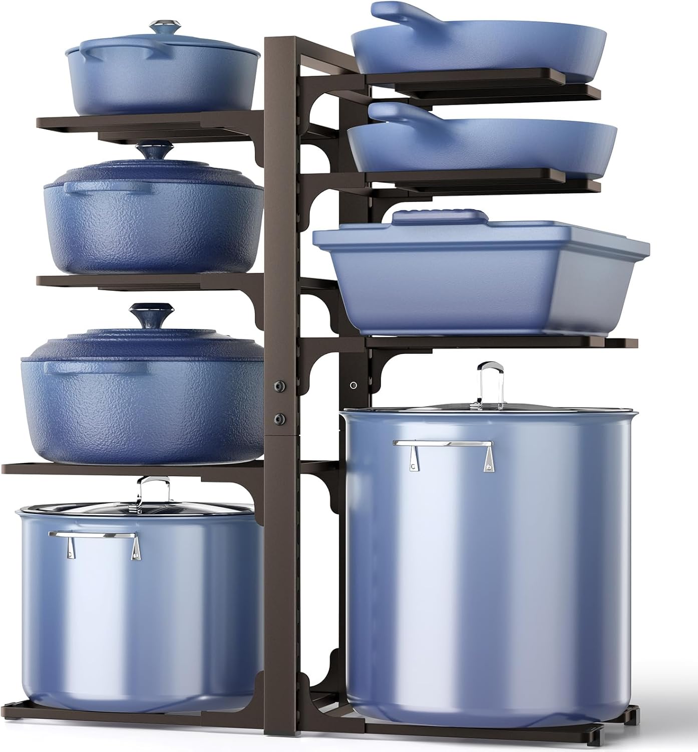 ORDORA Pots and Pans Organizer for Cabinet 16.61 Height, 8 Tier Pot Organizers Rack with 3 DIY Methods, Adjustable Pan Organizer under Cabinet Kitchen Organization and Storage