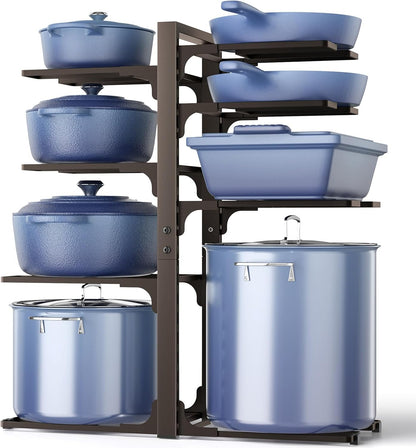 ORDORA Pots and Pans Organizer for Cabinet 16.61 Height, 8 Tier Pot Organizers Rack with 3 DIY Methods, Adjustable Pan Organizer under Cabinet Kitchen Organization and Storage