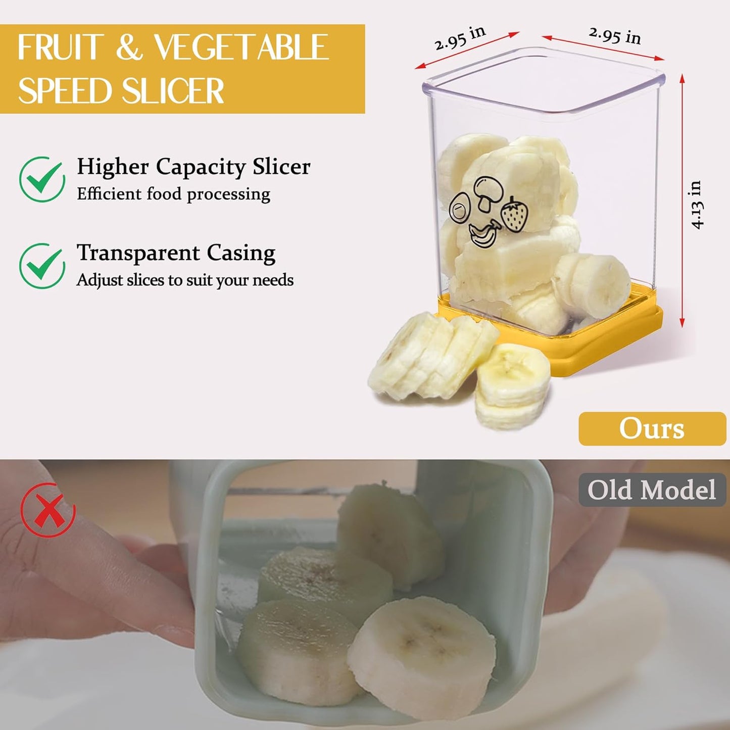Cup Slicer, Stainless Steel Strawberry & Banana Slicer, Speed Fruit Cutter with Push Plate, Quickly Making Salad, Must Have Kitchen Gadget (Cyan)