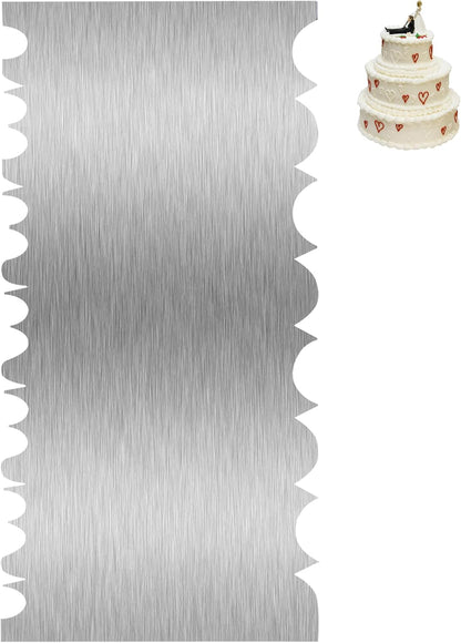 Cake Scraper Smoother Cake Decorating Supplies Kit 8.6 Inch Metal Bench Scraper for Baking Buttercream Smoother Stainless Steel Frosting Cake Comb Edge Side Jagged Comb for Cream Cake-1