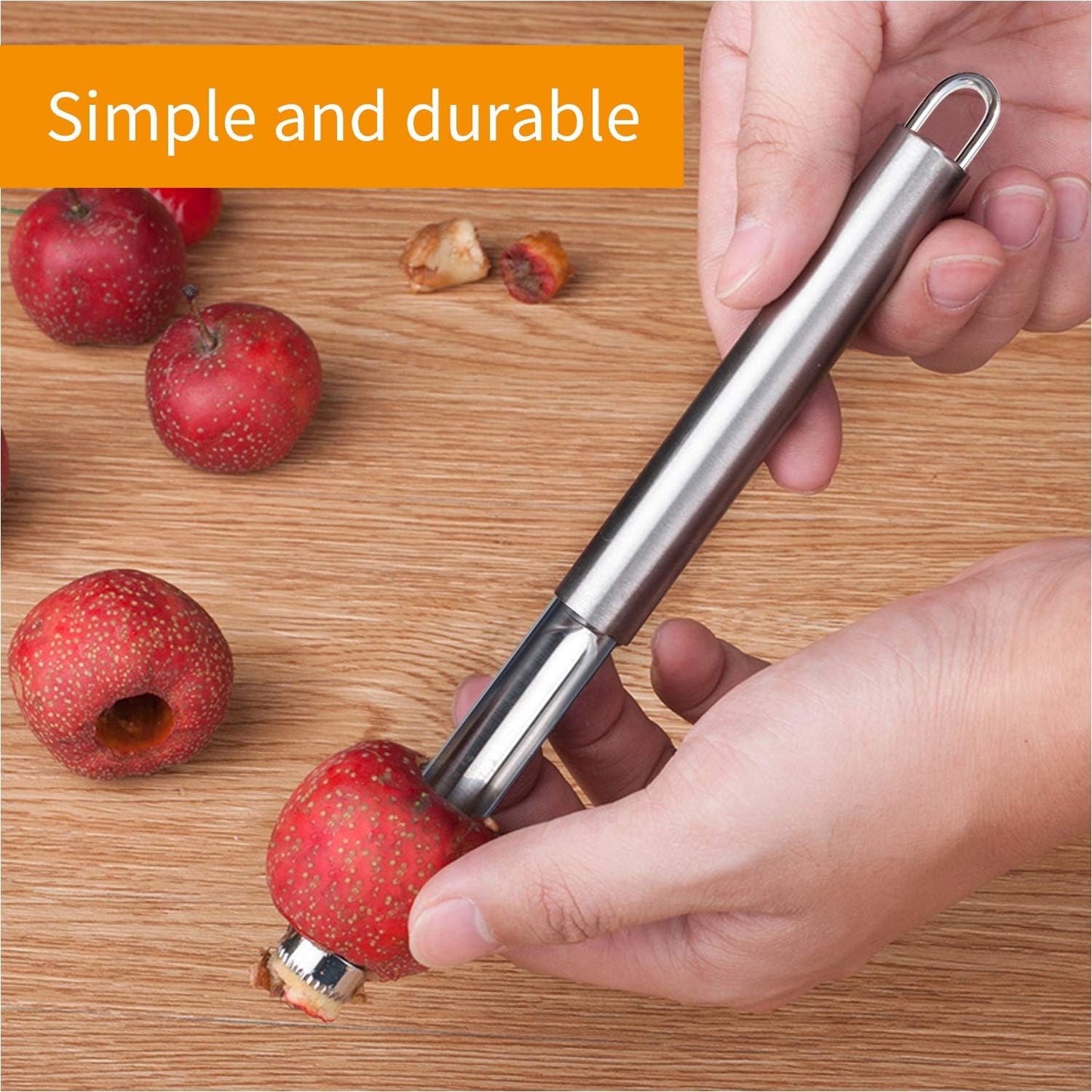6 Pieces Corer and Pitter Fruit & Vegetable Multi-Function Stainless Corer and Pitter Remover Set for Apple, Pear, Cherry, Jujube, Red Dates, Berry, Chili