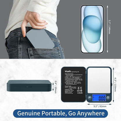 Vitafit 500g Digital Pocket Scale,High Accuracy Assured by Scale Professional Factory Since 2001, Gram Scale 0.01g for Multifunction: Lab,Food, Kitchen,Coffee,Jewelry; Black