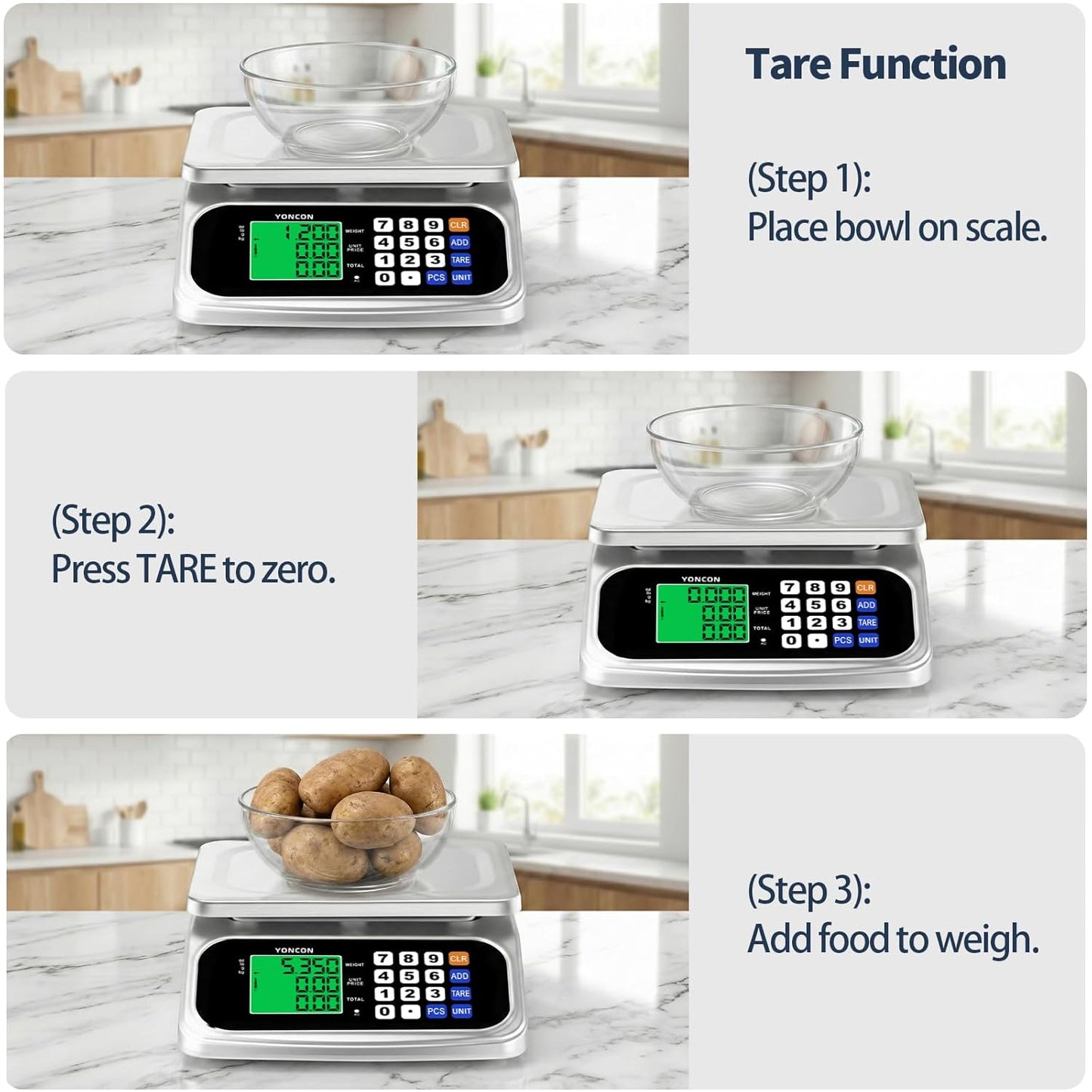 Large Digital Food Scale, 0.05oz/1g Commercial Kitchen Scale with Price Computing & PCS, AA Batteries & DC Plug-in, 30kg/66lb for Cooking, Baking, Fruit, Vegetables & lndustrial Use (Silver)