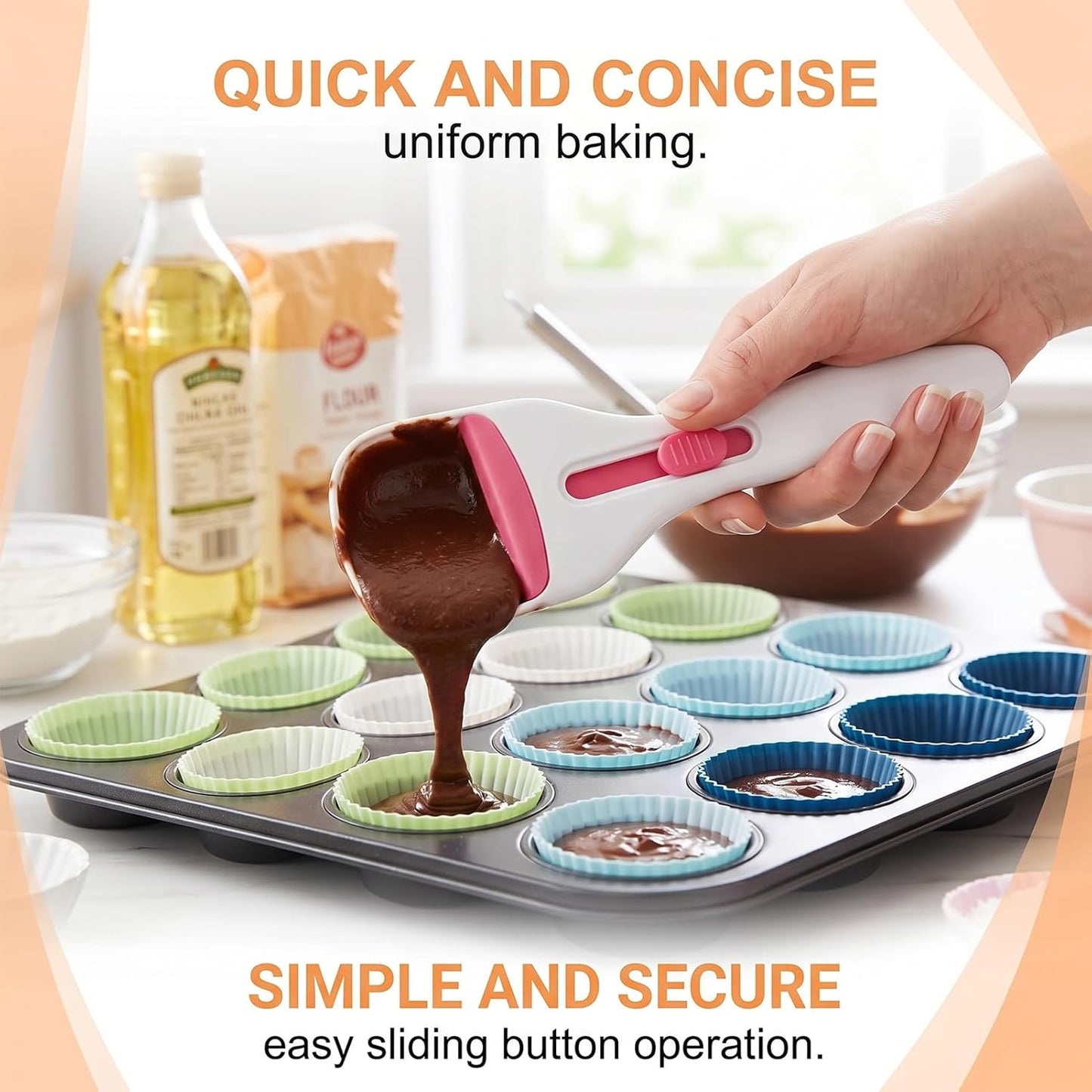 Pack Of 2 Cupcake Scoop Batter Dispenser,Cupcake Scooper,Batter Scoop,Cupcake Batter Scoop,Cupcake Batter Dispenser,Cupcake Dispenser - Suitable For Elegant Baking,Pastry And Cake Decorating