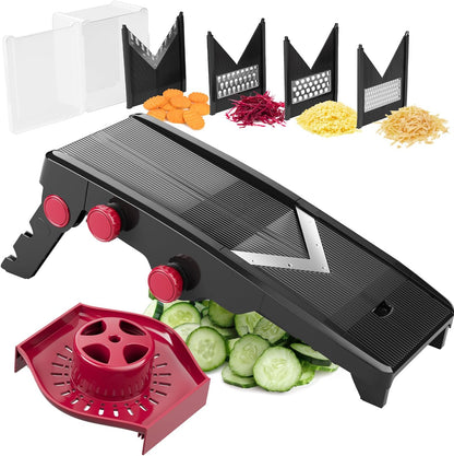 MuellerLiving Mandoline Slicer for Kitchen, Stainless Steel, Slice or Julienne, Vegetable Chopper, Fruit Slicer