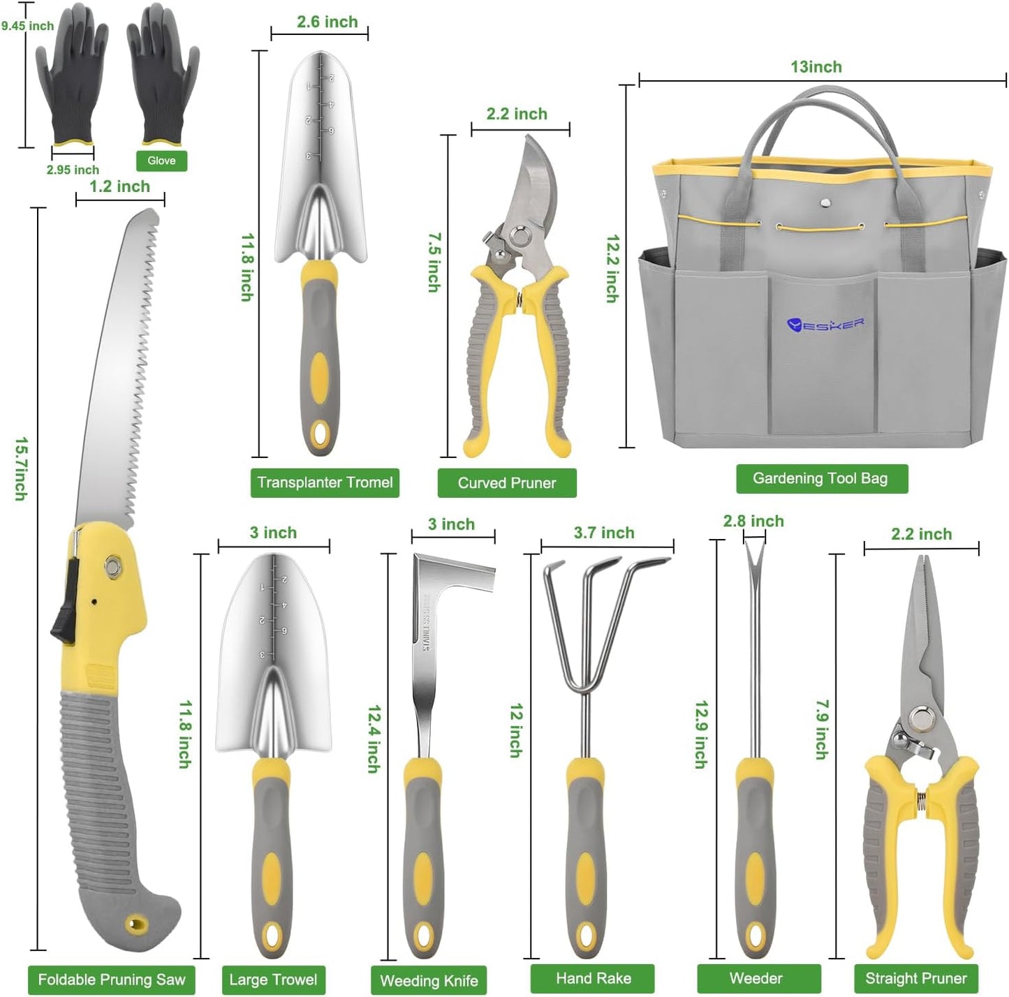 Yesker Pruning Shears Garden Shears 7.8" Professional Garden Scissors Sharp 65 Manganese Steel Blade Heavy Duty Clippers Hand Pruners for Cutting Fresh Flowers Branch Plant Trimming Gardening Tools