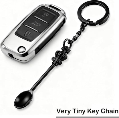 8 Pack Small Measuring Tools Spoon Keychain with Split Key Rings, Metal Mini Powder Spoons for Medicine, Pill Bottle, Craft, Partty (Multicolor, Tiny)