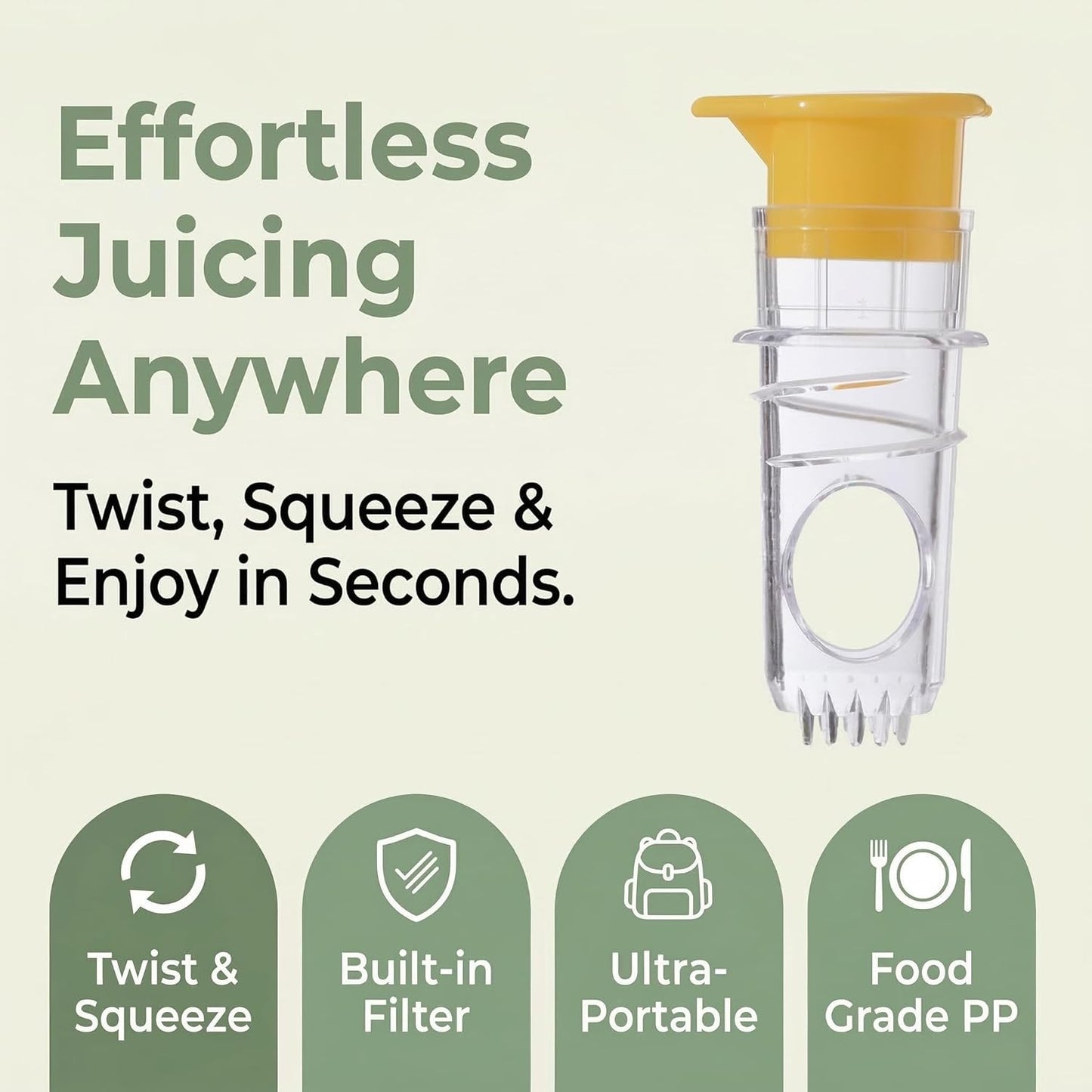 Lemon Mini Squeezer, Screw Top Lemon squeezer Juicer Mini Manual Squeezer, Portable Juicer With Lid, Squeeze Lime for Drinks, Cocktails (Yellow +Green)