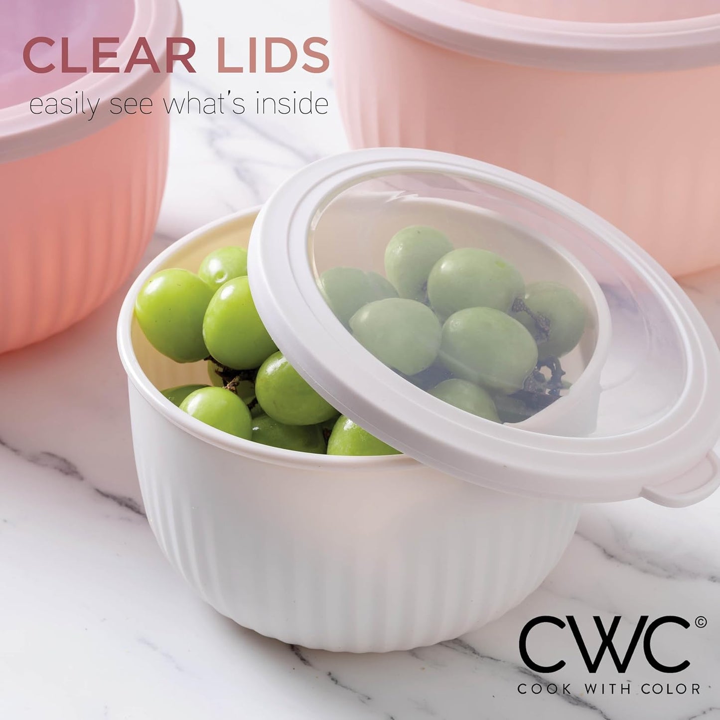 COOK WITH COLOR Prep Bowls with Lids- Wide and Deep Nesting Plastic Small Mixing Bowl Set with Lids, 8 Piece Set - Wide Bowls, Blue