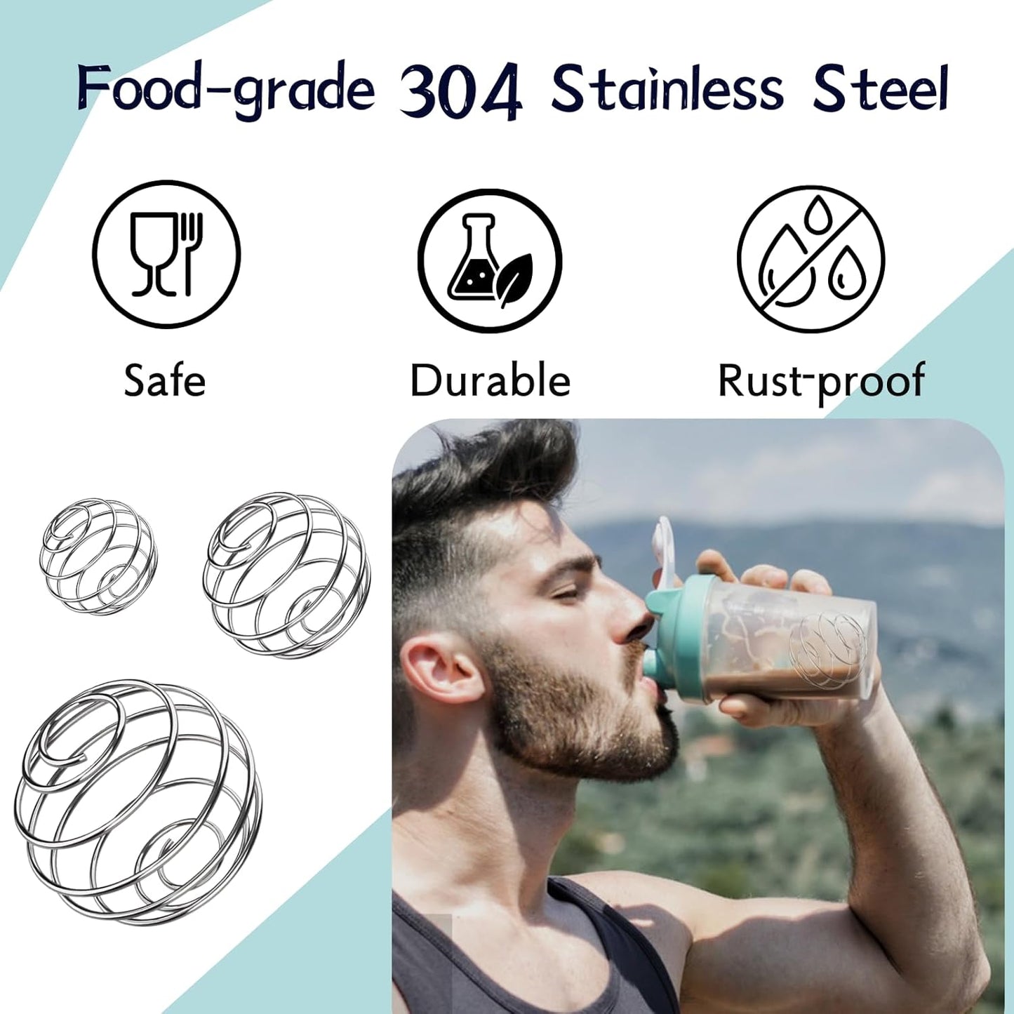 Shaker Balls, 6PCS 304 Stainless Steel Mixing Balls for Protein Shakes Formula, Blending Balls for Mixer Bottles