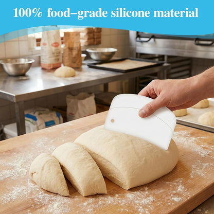 5 Pcs Dough Scraper Flexible Pastry Scraper 5.3x3.6" Food Scrapers Plastic Bowl Scrapers for Bread Dough Non-Slip Sourdough Tools for Baking Pastry and Bread Making