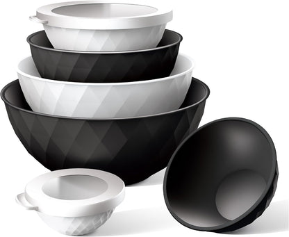 COOK WITH COLOR Mixing Bowls with Lids - 12 Piece Plastic Nesting Bowls Set includes 6 Prep Bowls and 6 Lids, Microwave Safe Mixing Bowl Set, Sage Embossed - Colors A