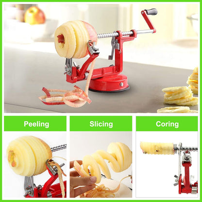 Apple Peeler Corer, Long lasting Chrome Cast Magnesium Alloy Apple Peeler Slicer Corer with Stainless Steel Blades and Powerful Suction Base for Apples and Potato(SpringGreen)