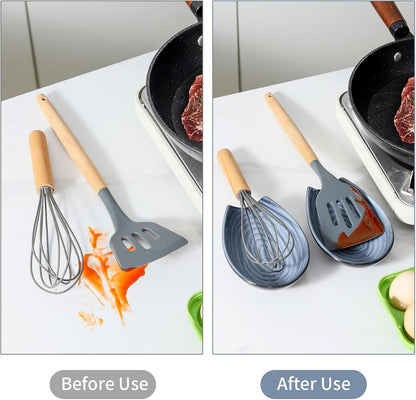 Hasense Spoon Rest for Stove Top - Blue Swirl Pattern Spoon Holder for Stove, Heat-Resistant Spoon Rest for Kitchen Counter, Ceramic Cooking Utensil Rest Ladle Holder for Spatula or Tong, 5.7 Inch