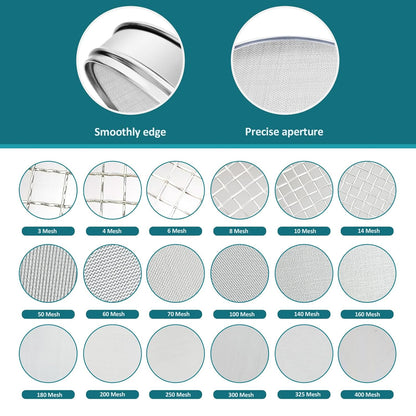 304 Stainless Steel Lab Sieve Screen Mesh, 6 Mesh(3.5mm) Aperture Test Sieve, 12Inch(30cm) Diameter Economy Standard Analysis Sample Test Sieves for Industrial Laboratory Homes - Colors B