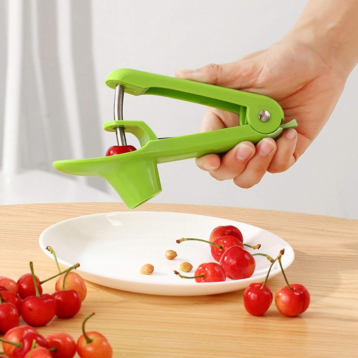Cherry Pit Remover, Stainless Steel Pit Remover, Pressed Cherry Pincers for Kitchen Fruit Pitting Tool