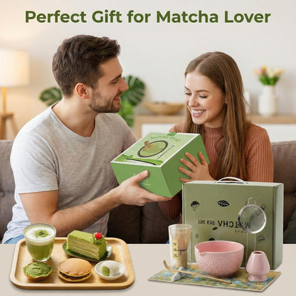 Matcha Whisk Set ,7 Pcs Matcha Set, Matcha Kit for Ceremony, Tradition Tea Set for Making Breakfast/Latte, with 20 OZ Bowl(Chawan)/Whisk and Holder, Valentine's Day Gift for Family/Friend Tea Lovers