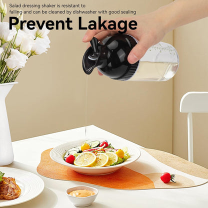 HERCHR Salad Dressing Shaker, Salad Dressing Shaker Container with Pour Spout for Making, Mixing, Sauces, Dripless Pour, Soft Grip 200ml(Black)