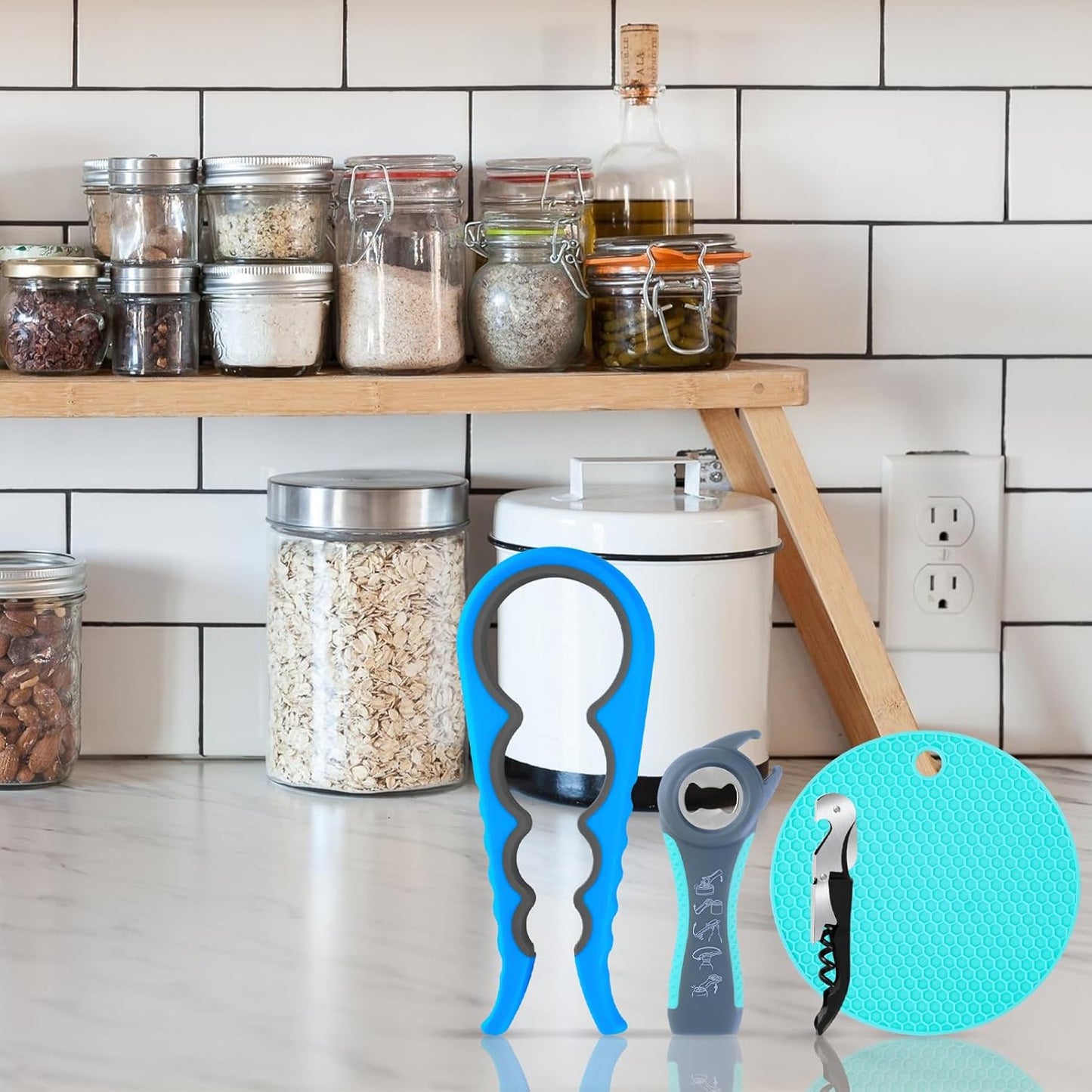 Bloss Anti-skid Jar Opener Jar Lid Remover Rubber Can Opener Kitchen Grippers To Remove Stubborn Lids, Caps and Bottles Great Kitchen Gadgets For Small Hands or Seniors,Blue
