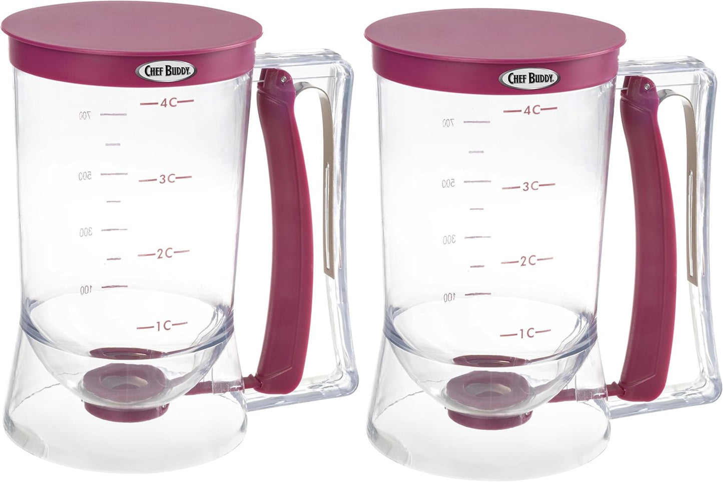 Pancake Batter Dispenser - 4-Cup Batter Dispenser with Squeeze Handle for Pancakes, Waffles, Muffins, and Crepes - Baking Tools (Purple)