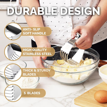 Dough Blender Heavy Duty Pastry Cutter Stainless Steel Butter Cutter Professional Baking Tool For Mixing Flour Butter