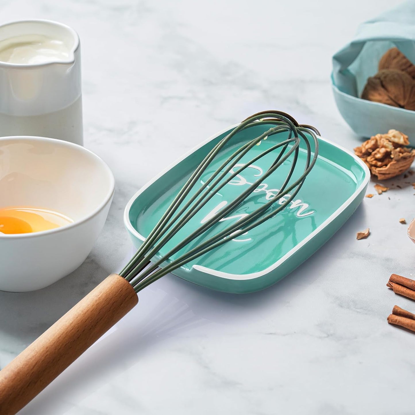 Ceramic Spoon Rest for Stove Top, Large Spoon Holder for Kitchen Counter, White Coffee Spoon Rest, Heat-Resistant Cooking Utensil Rest, Modern Farmhouse Kitchen Décor
