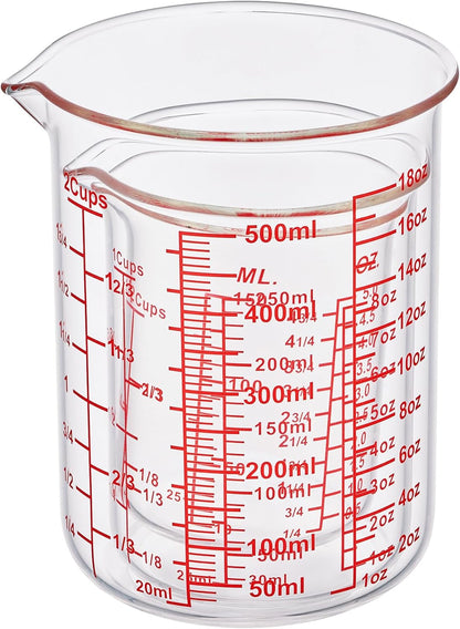 High Borosilicate Glass Measuring Cup-V-Shaped Spout，Glass Measuring Beaker for Kitchen or Restaurant, Easy to Read, 60 ML (2 Oz)-Pack of 2