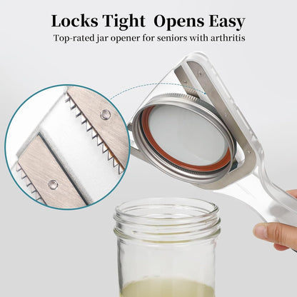 Jar Opener for Weak Hands & Seniors with Arthritis – Easy Twist-Off Lid & Bottle Opener – Ergonomic Non-Slip Handle, Unique Kitchen Gadget & Ideal Christmas Gift for Elderly, Women & Men (Gray)