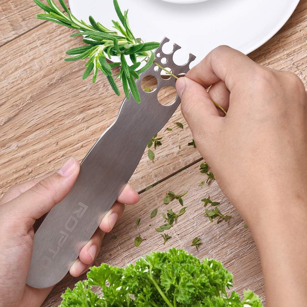 Stainless Steel Herb Stripper Tool with Handle – Metal Kale Leaf & Stem Remover for Rosemary, Thyme, Collard Greens