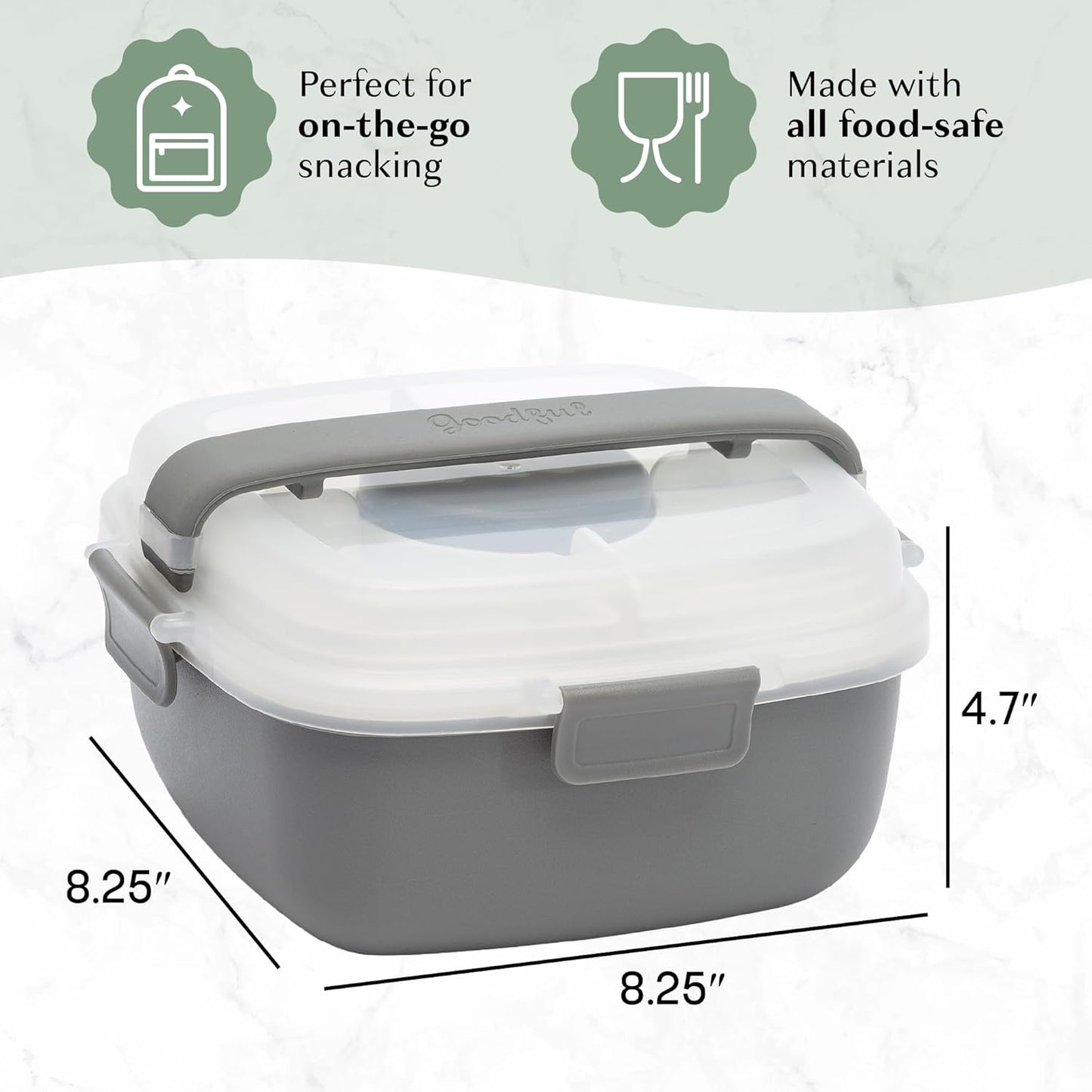Goodful Stackable Lunch Box Container, Bento Style Food Storage with Removeable Compartments for Sandwich, Snacks, Toppings & Dressing, Leak-Proof and Made without BPA, 56-Ounce, Teal