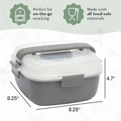 Goodful Stackable Lunch Box Container, Bento Style Food Storage with Removeable Compartments for Sandwich, Snacks, Toppings & Dressing, Leak-Proof and Made without BPA, 56-Ounce, Teal
