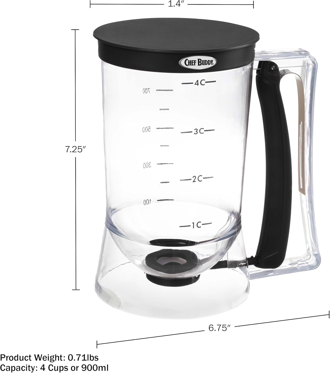 Pancake Batter Dispenser - 4-Cup Batter Dispenser with Squeeze Handle for Pancakes, Waffles, Muffins, and Crepes - Baking Tools (Purple)
