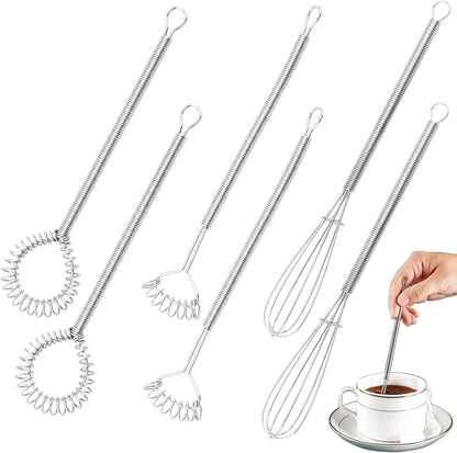 6 PCS Mini Whisk Set, Stainless Steel Spring Whisk, Cooking Gadget for Blending, Whisking, Beating, Stirring, Gravy
