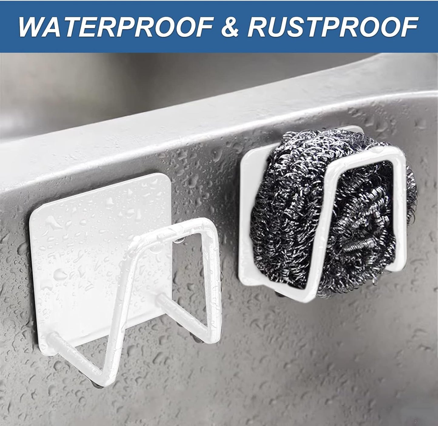 2Pcs Sponge Holder for Kitchen Sink，Strong Adhesive Small Sponge Holder，Sink Holder for Brush and Sponge，Premium Rustproof SUS304 Stainless Steel Rust Proof Waterproof (Silver)