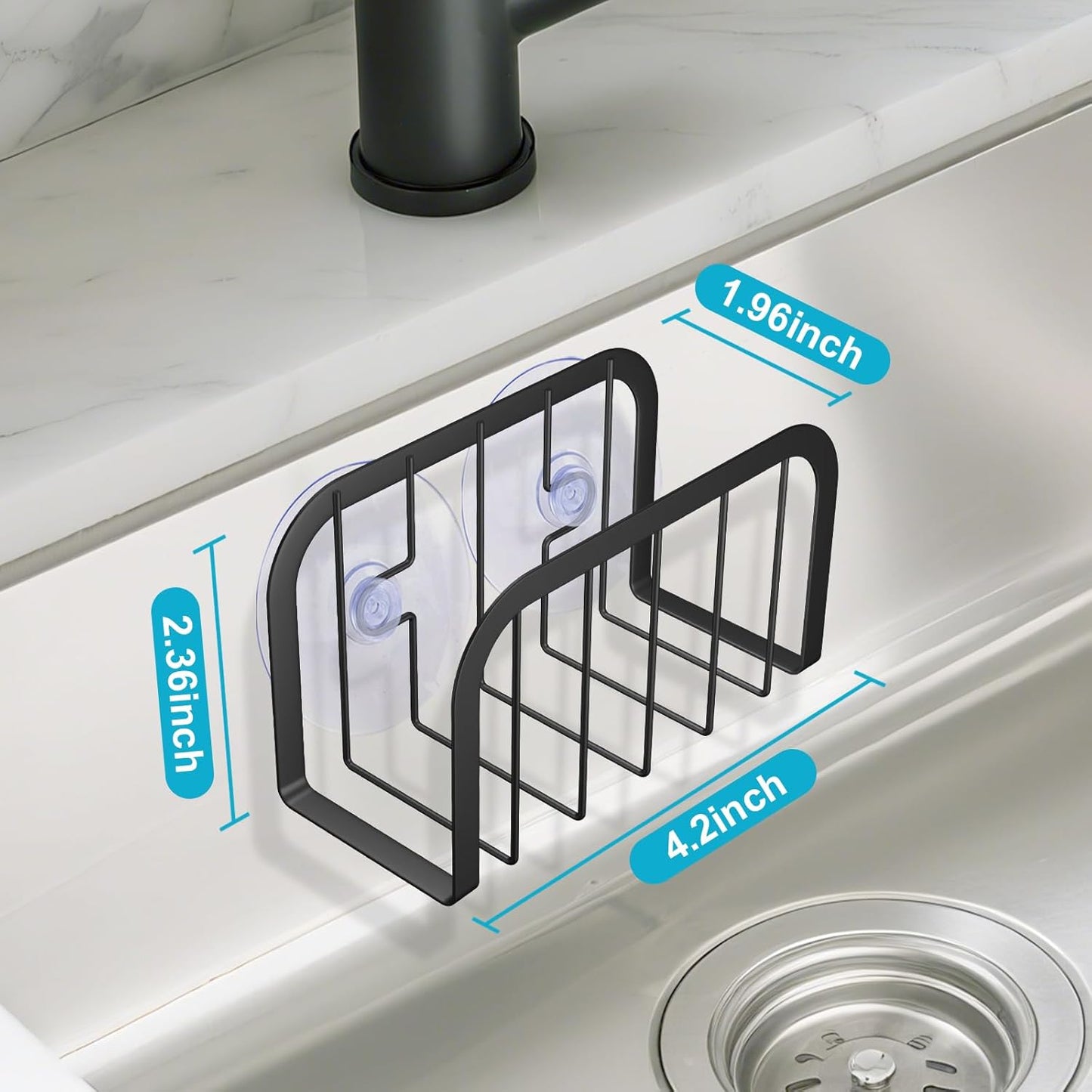 SHFKS Sponge Holder for Kitchen Sink,Kitchen Caddy with Sponge Holder,Dish Soap Holder - Black
