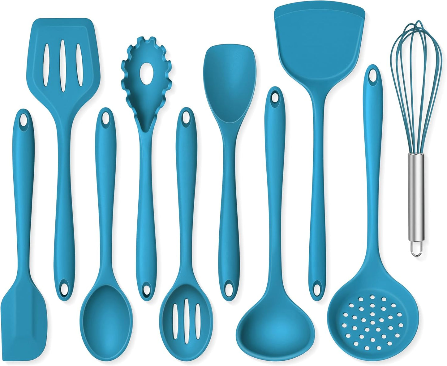 Onader Silicone Cooking Utensils Set of 10, Kitchen Utensils for Nonstick Cookware, Heat Resistant & Nontoxic Spatula Set- Khaki