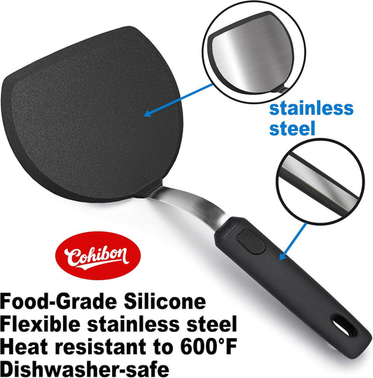 Silicone Spatula Set, Spatulas Silicone Heat Resistant Mixed 5 Piece Kitchen Cooking Utensils Set for Nonstick Cookware - Flexible Stainless Steel Core with Full Silicone, Dishwasher Safe