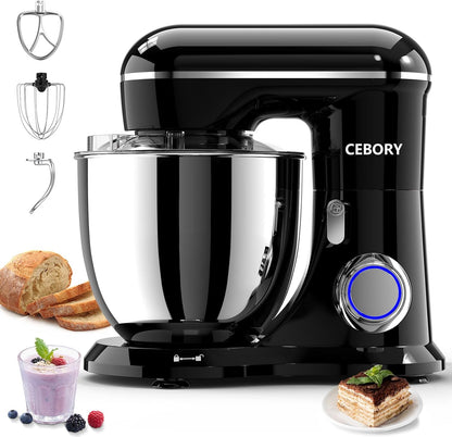 CEBORY 3-IN-1 Electric Stand Mixer, 6.5QT Bowl 660W 10-Speed Kitchen Mixer, Household Food Mixers include Dough Hook, Beater and Whisk, Bread Cake Mixer for Baking and Most Home Cooks, Pink