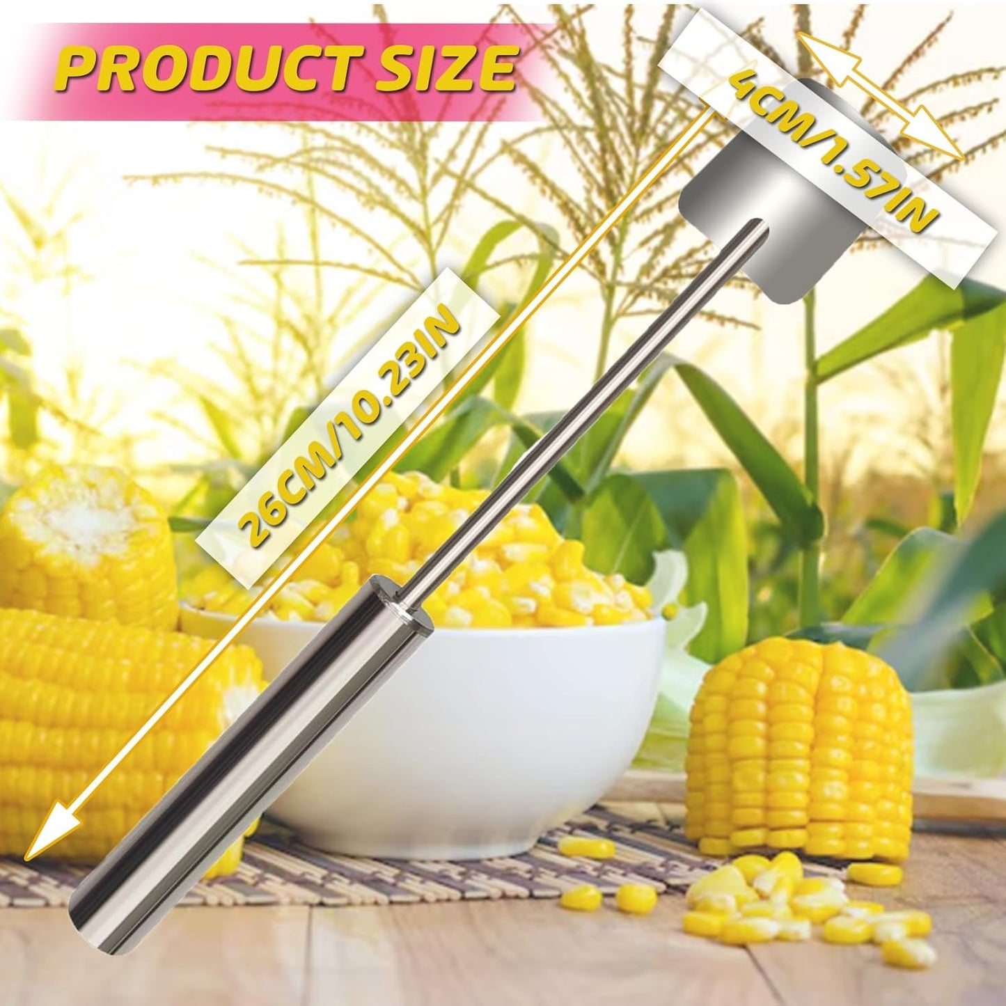 Corn Peeler, Corn Kernel Removers, Long Handle Stainless Steel Corn Stripping Tool Thresher Scraper for Home Kitchens, Restaurant Chefs