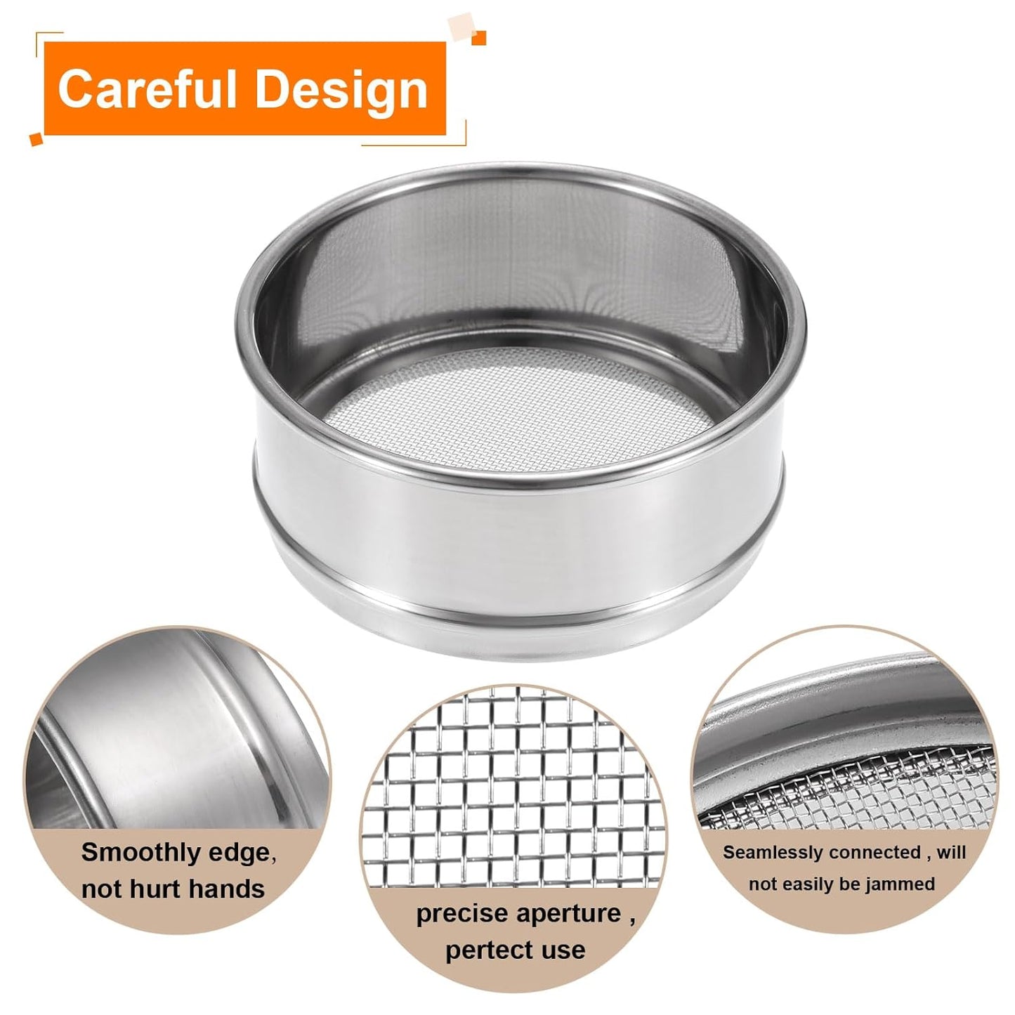 PATIKIL 150 Mesh Lab Sieve, 4" Diameter Test Sieve 304 Stainless Steel Wire Cloth (0.1mm) for Industrial Laboratory
