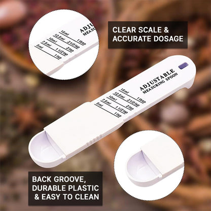 Adjustable Measuring Spoon for Baking,Cooking（White）