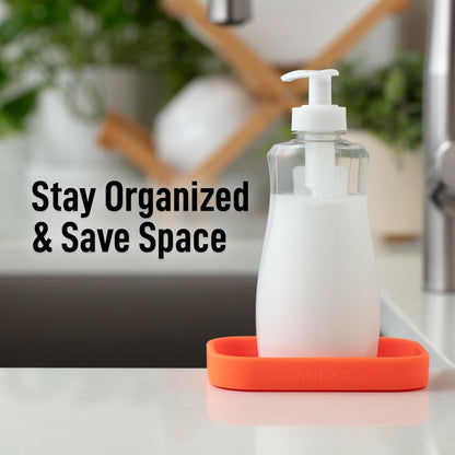 Zulay Kitchen (9x3.5in Sponge Holder for Kitchen Sink - Flexible Heavy-duty Multipurpose Sink Caddy - Counter Organizer for Kitchen, Bathroom, Makeup, Trinkets & More! (Grey)