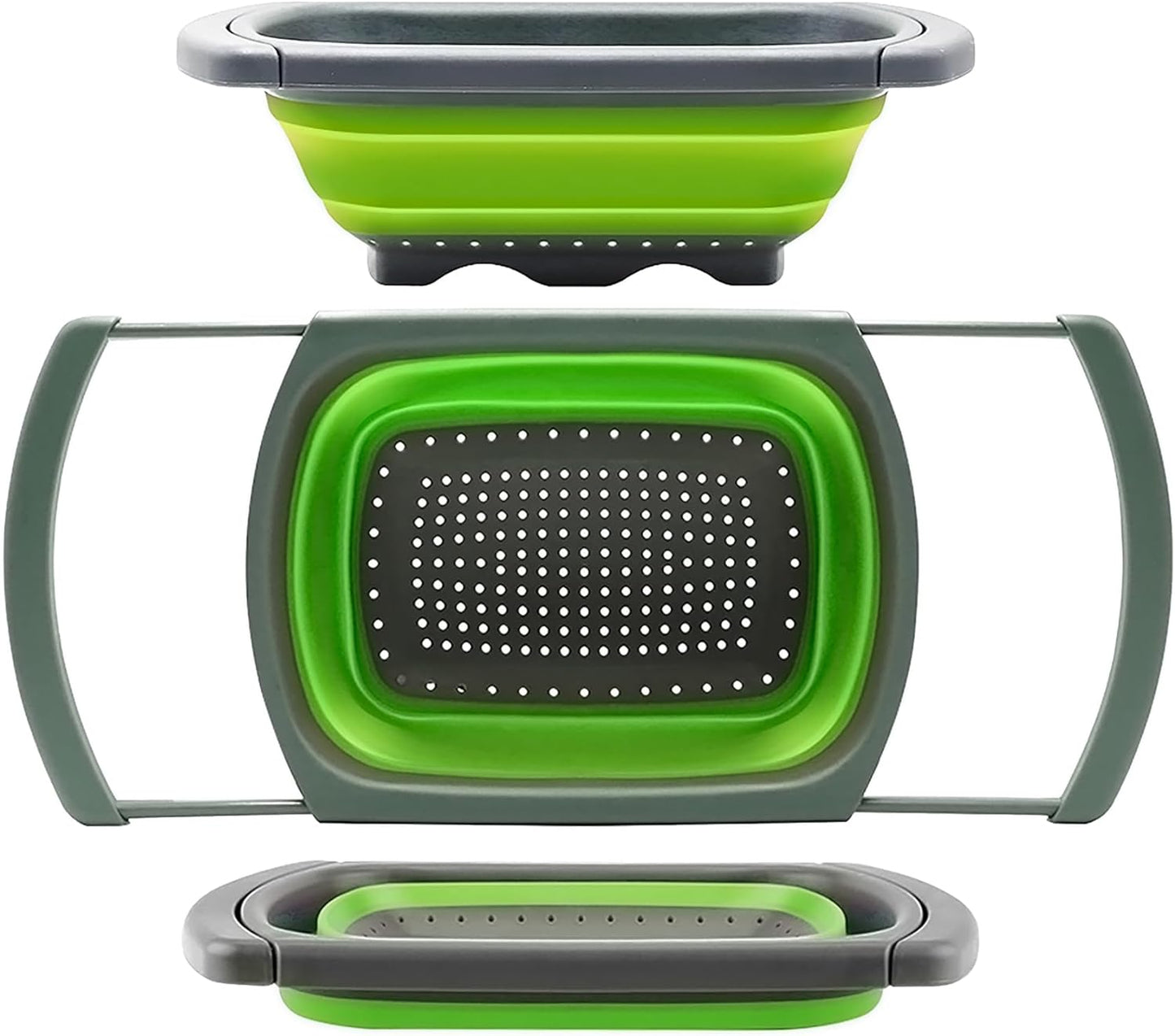 Qimh Colander Collapsible, Over The Sink Veggies/Fruit 6-Quart Strainers and Colanders with Extendable Handles, Folding Strainer for Kitchen