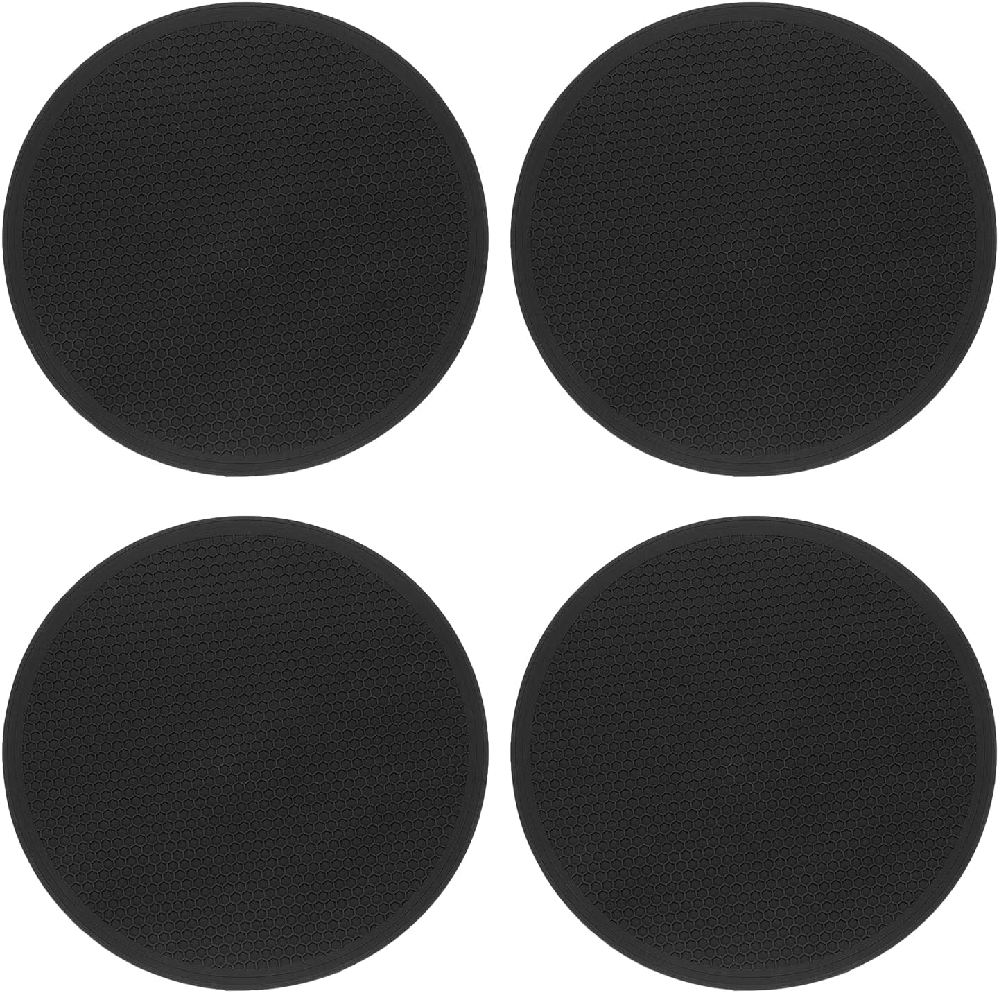 uxcell 4pcs Silicone Trivet Mats 7.9" Dia Round Non-Slip Silicone Pot Holders for Hot Pots and Pans, Heat Resistant Hot Pads for Kitchen Hot Dishes Table Countertops, Black