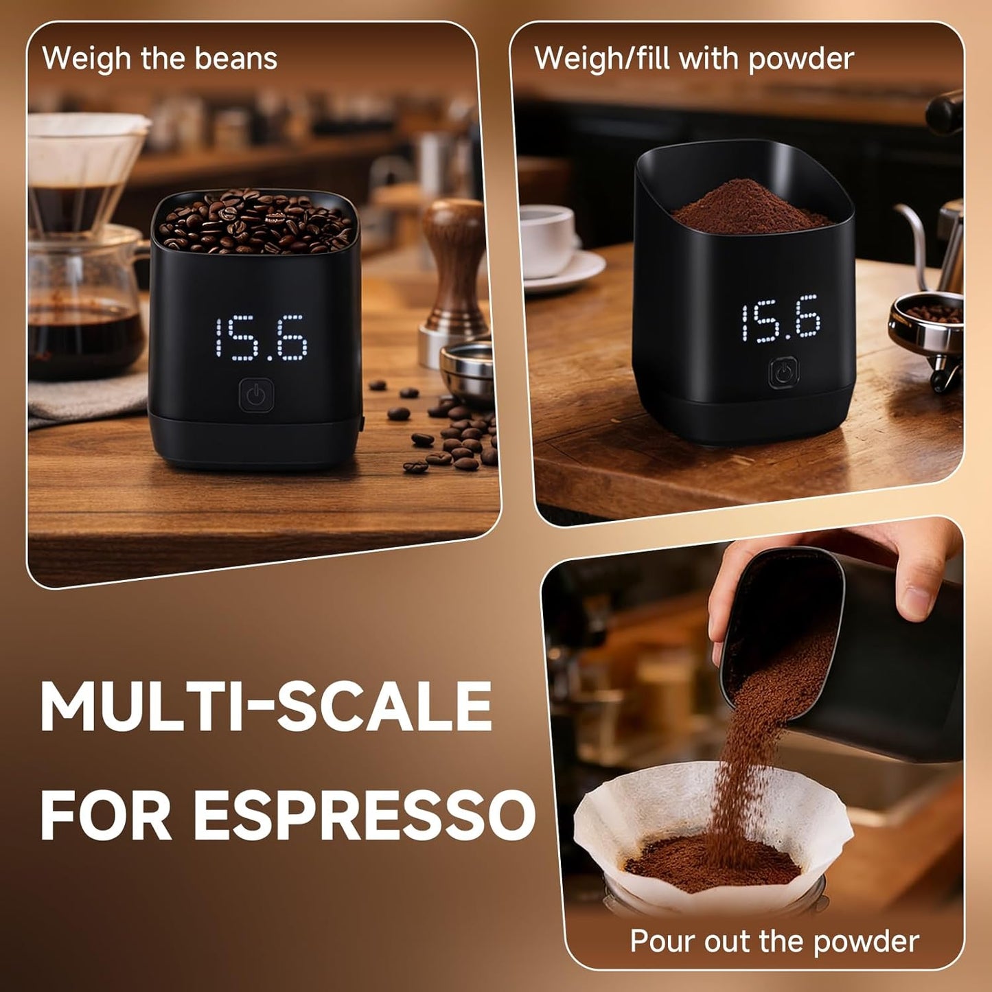 Digital Coffee Scale, Coffee Scale, Espresso Scale, Digital Coffee Bean Dosing Cup, 0.1g High Precision Mini Coffee Scale for Pour Over, Espresso, and French Press, with LED Display, Tare Function