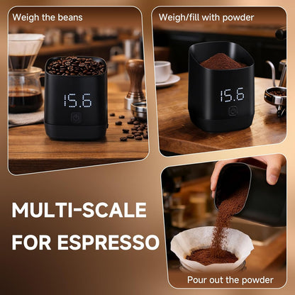 Digital Coffee Scale, Coffee Scale, Espresso Scale, Digital Coffee Bean Dosing Cup, 0.1g High Precision Mini Coffee Scale for Pour Over, Espresso, and French Press, with LED Display, Tare Function