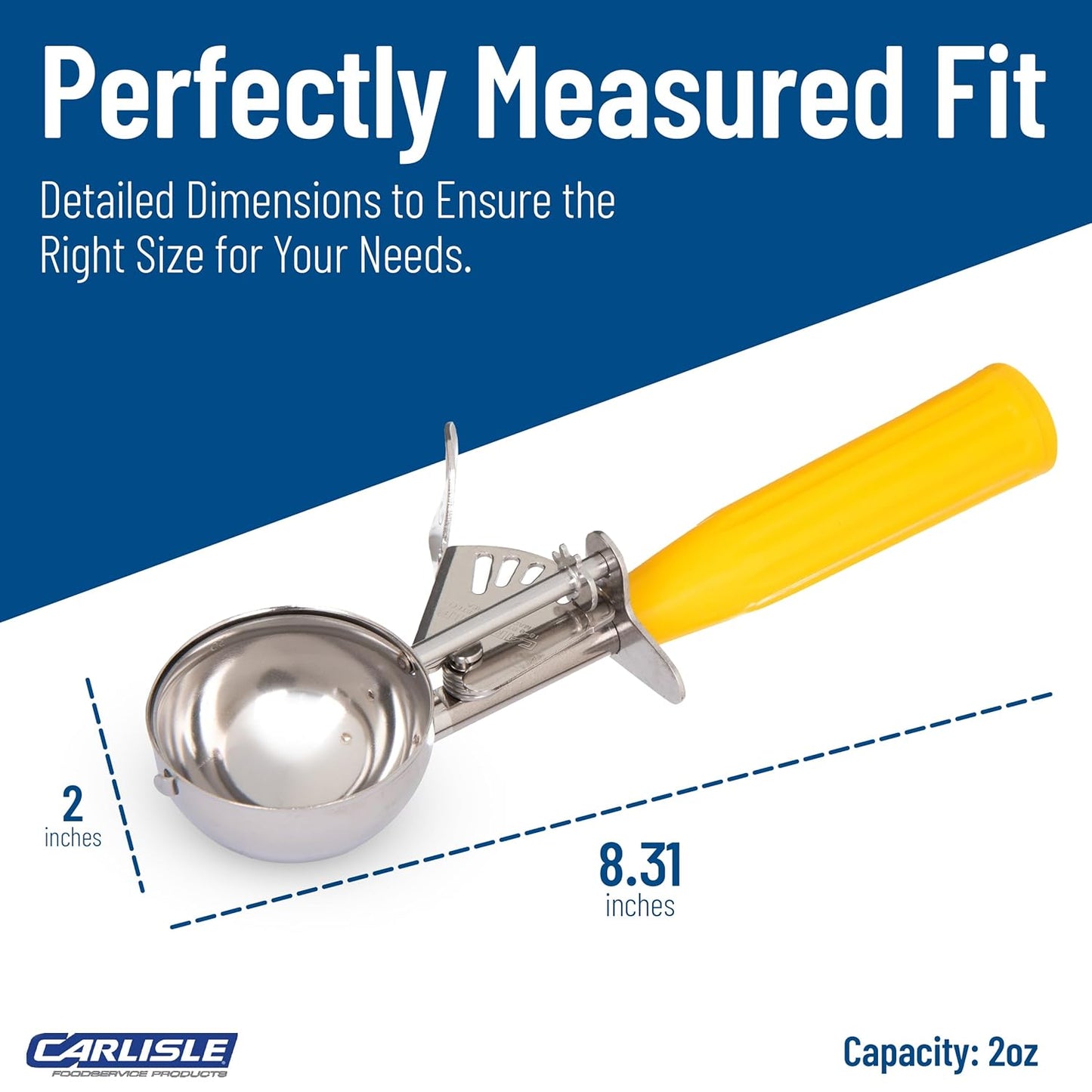 Carlisle FoodService Products 60300-30 Stainless Steel Portion Control Disher Scoop, 1.3 oz, Black, 1 Count