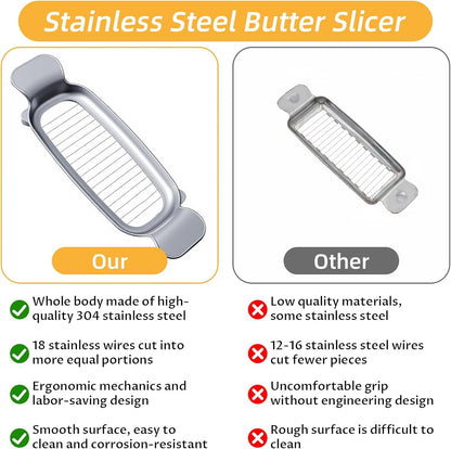 Butter Slicer Cheese Cutter Stainless Steel Multipurpose Kitchen Tool for Even Slicing of Block Butter Cheese Eggs Soft Fruits